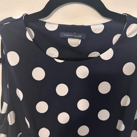 Tommy Hilfiger Navy and White Polka Dot Midi Dress - Picture 4 of 5